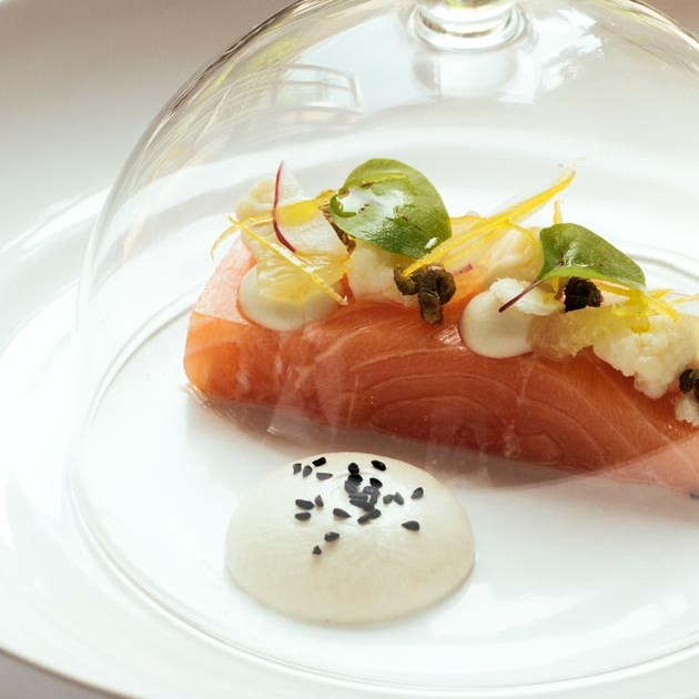 Locally sourced fresh salmon, served at The Dower House Restaurant in Bath.