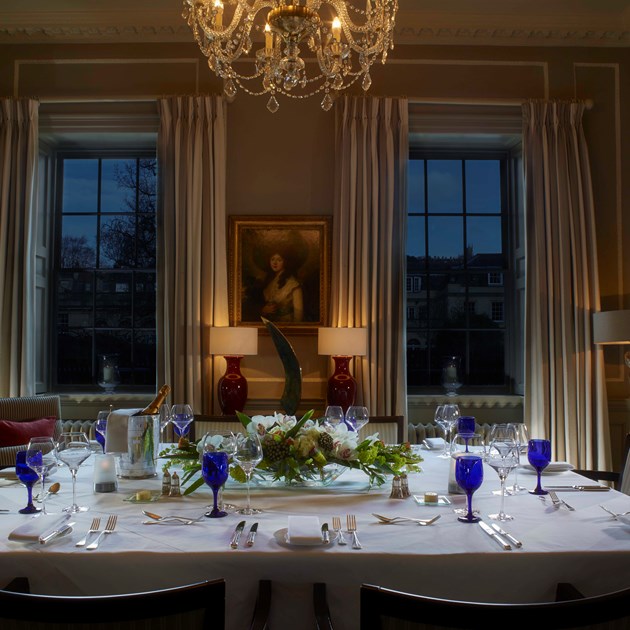 The Library room set for Evening Private Dining.