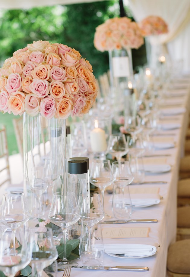 Make your wedding day truly special with personalised table settings and your choice of wedding flowers.